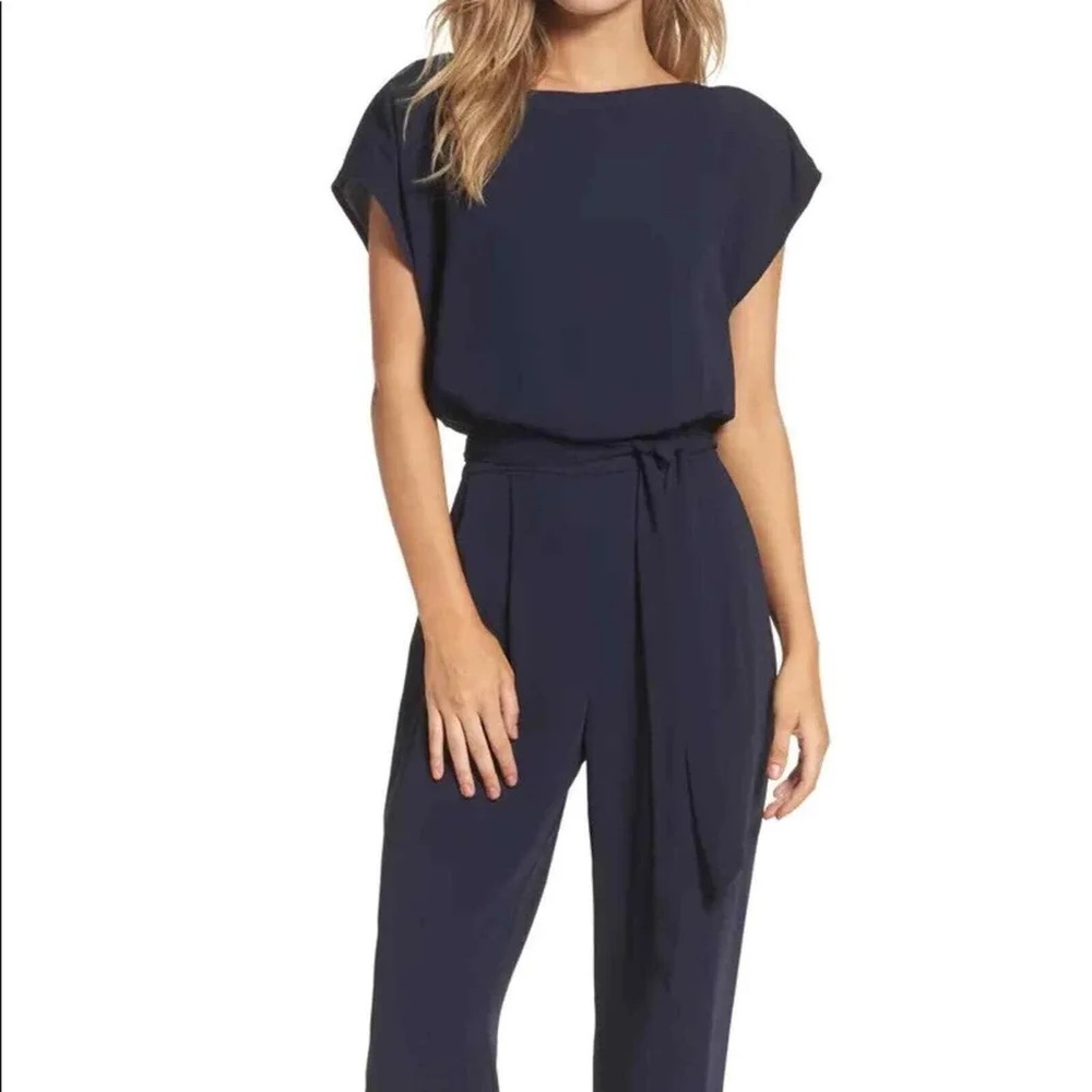 Eliza J NEW Navy Cap Sleeve Wide Leg Jumpsuit NWT